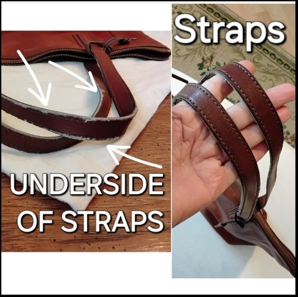 Fossil Brown Leather Tote Bag Purse Shopper - Picture 13 of 17